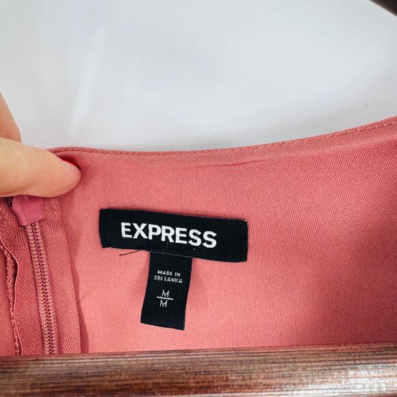 Express Mauve Puff Short Sleeve Minimalist Fall Shift Dress Office Size M - Picture 3 of 6